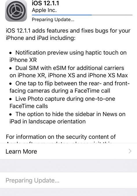 Apple brengt iOS, tvOS 12.1.1 en MacOS 10.14.2 uit